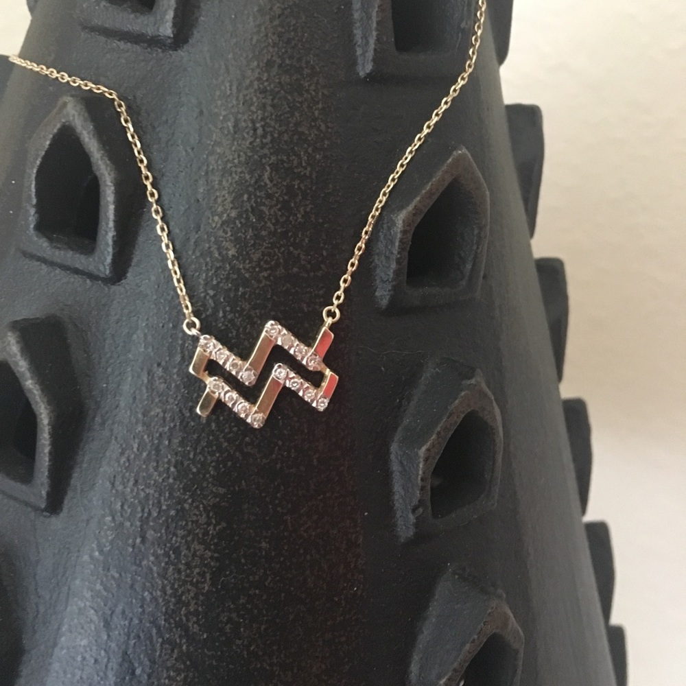 Water Sign Necklace with Diamonds